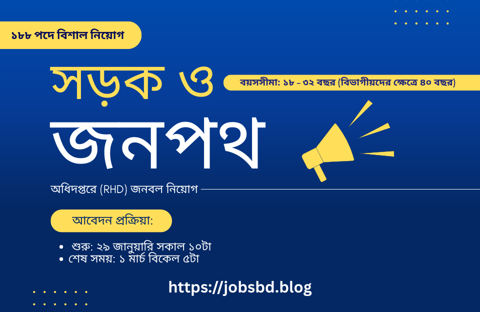 সড়ক ও জনপথ অধিদপ্তরে (RHD) জনবল নিয়োগ